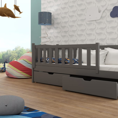 Kinderbett mit Barriere GERTA – 90x200, Graphit