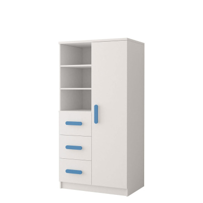 Regal mit Fachböden und Schubladen SVEN 1 – blaue Griffe