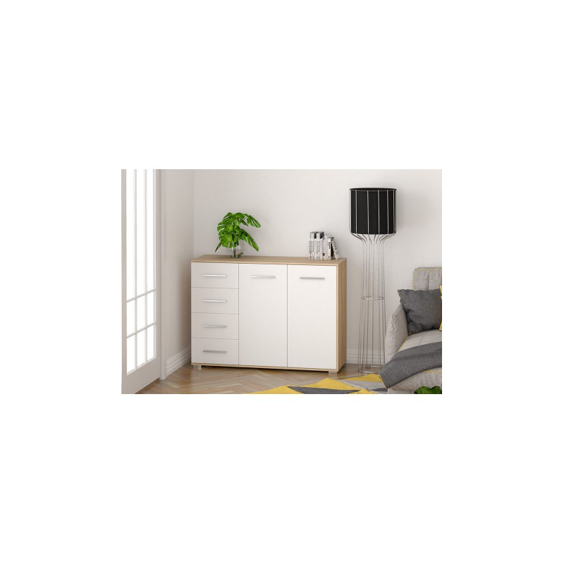 Praktische Kommode ANFISA – Eiche Sonoma / weiß Praktische Kommode ANFISA – Eiche Sonoma / weiß