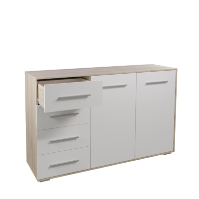 Praktische Kommode ANFISA – Eiche Sonoma / weiß Praktische Kommode ANFISA – Eiche Sonoma / weiß