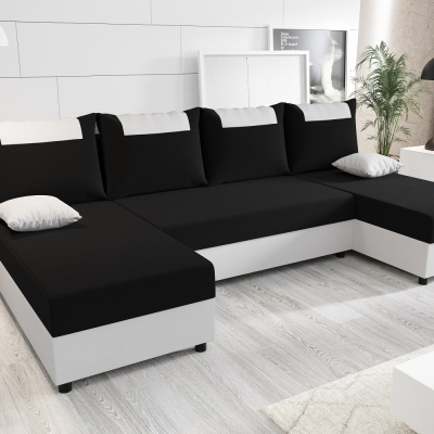 U-förmige Couchgarnitur SANVI – Schwarz/Weiß