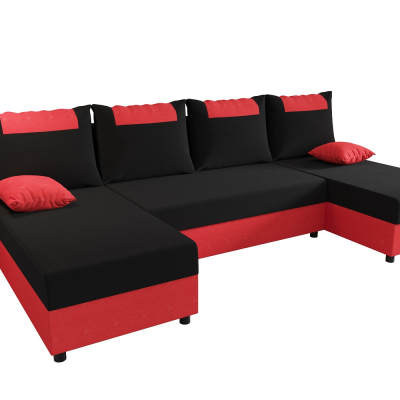 U-förmige Couchgarnitur SANVI – Schwarz/Rot