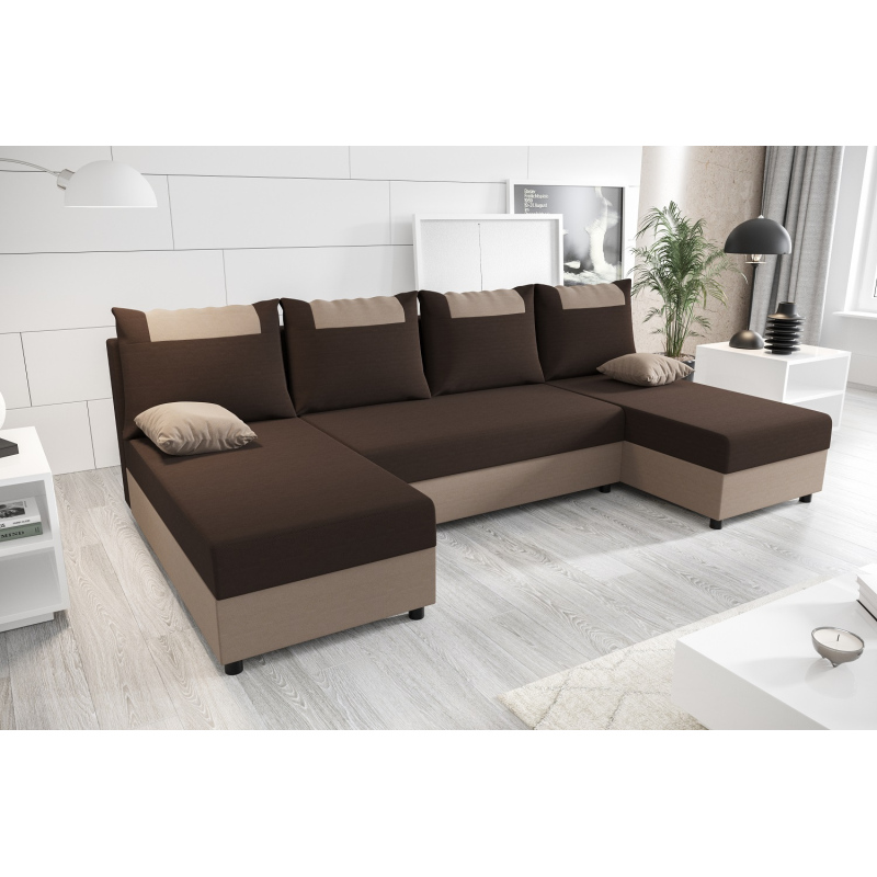 U-förmige Couchgarnitur SANVI – Braun/Dunkelbraun