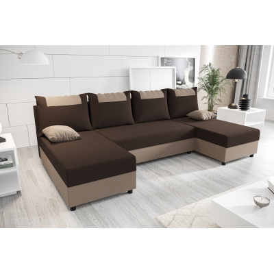 U-förmige Couchgarnitur SANVI – Braun/Dunkelbraun
