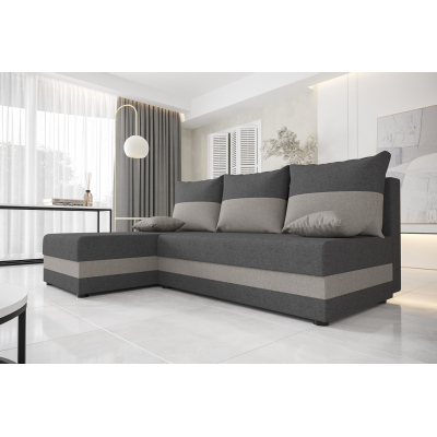 Modernes Ecksofa HORTENZIE – dunkelgrau / grau