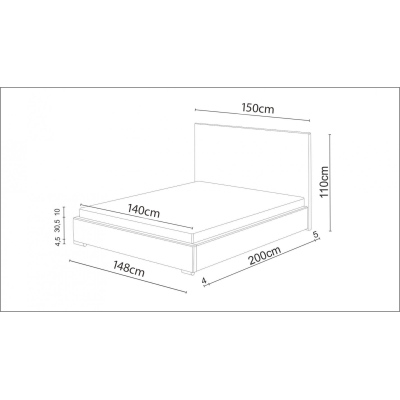 Doppelbett 140x200 FLEK 3 – gelb