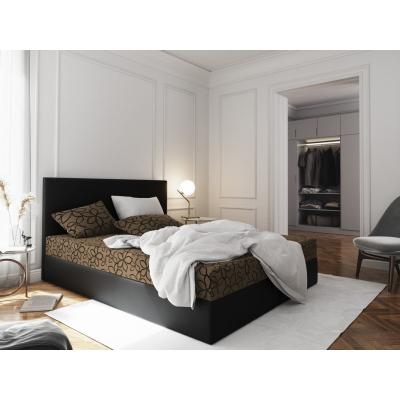 Doppelbett aus Öko-Leder mit Stauraum 140x200 LUDMILA – schwarz / braun