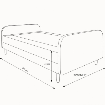 Bett für Teenager 90x200 HENRYK 3 – grau