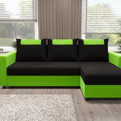 Ecksofa mit Armlehnen SANVI – Grün/Schwarz