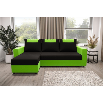 Ecksofa mit Armlehnen SANVI – Grün/Schwarz