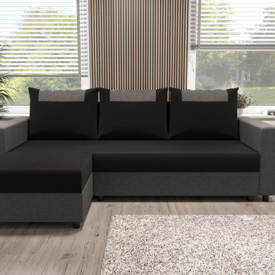Ecksofa mit Armlehnen SANVI – Grau/Schwarz