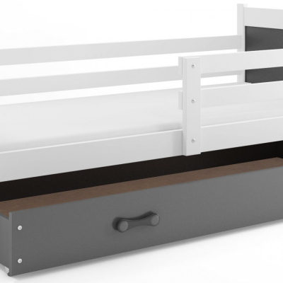Kinderbett mit Stauraum ohne Matratze 90x200 FERGUS – Weiß / Graphit