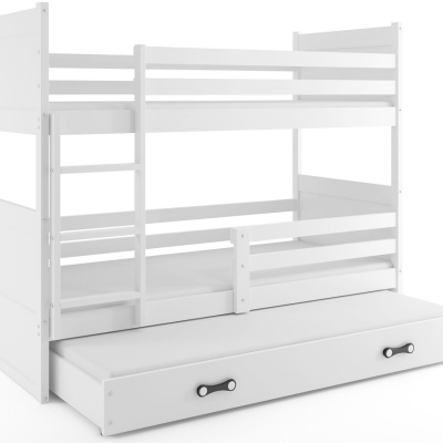 Kinderhochbett mit Zustellbett und Matratzen 90x200 FERGUS – Weiß