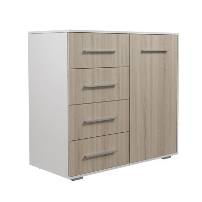 Praktische Kommode ANFISA MINI 1 – weiß / Eiche Sonoma