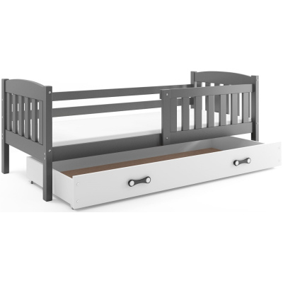 Kinderbett mit Stauraum mit Matratze 90x200 BRIGID – Graphit / Weiß