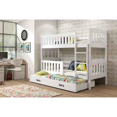Kinderhochbett mit Zustellbett und Matratzen 90x200 BRIGID – Weiß