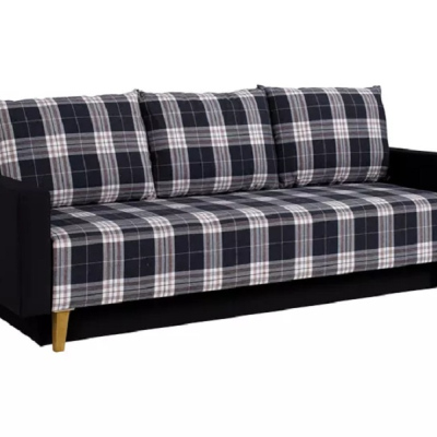 Gepolstertes Schlafsofa mit Stauraum MURIEL - grau/schwarz