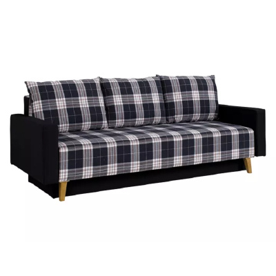 Gepolstertes Schlafsofa mit Stauraum MURIEL - grau/schwarz