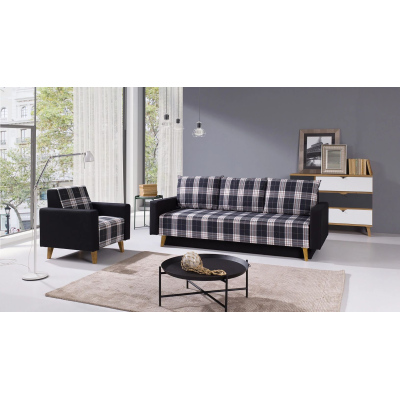 Gepolstertes Schlafsofa mit Stauraum MURIEL - grau/schwarz