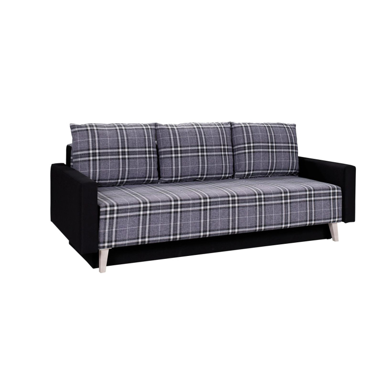 Gepolstertes Schlafsofa mit Stauraum MURIEL - weiß/schwarz