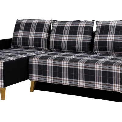 Gepolstertes Polster-Schlafsofa mit Stauraum MURIEL - grau/schwarz