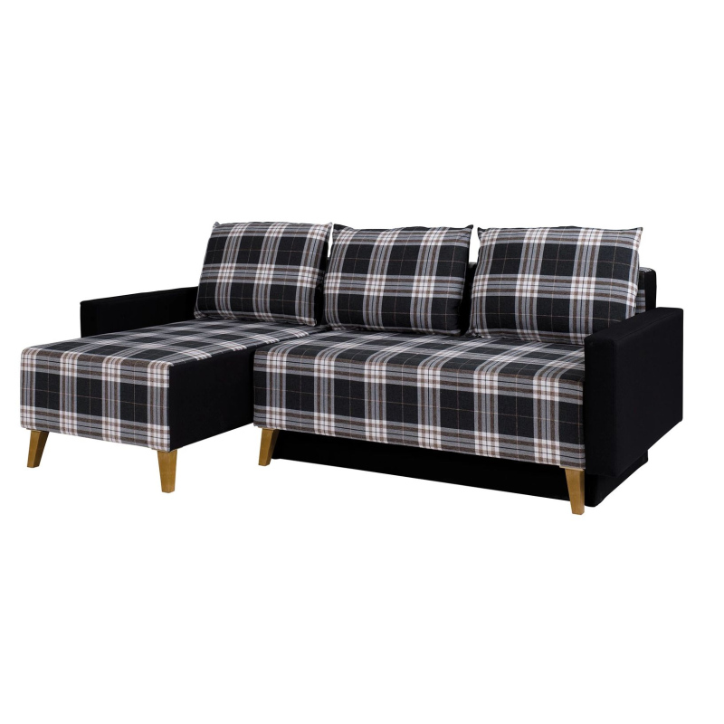 Gepolstertes Polster-Schlafsofa mit Stauraum MURIEL - grau/schwarz
