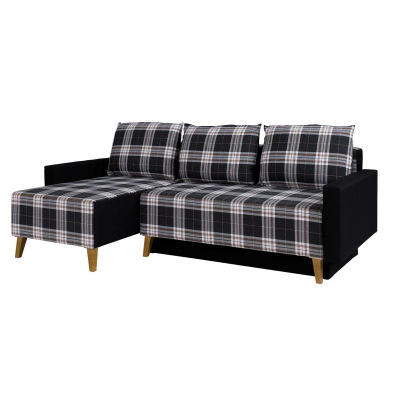 Gepolstertes Polster-Schlafsofa mit Stauraum MURIEL - grau/schwarz