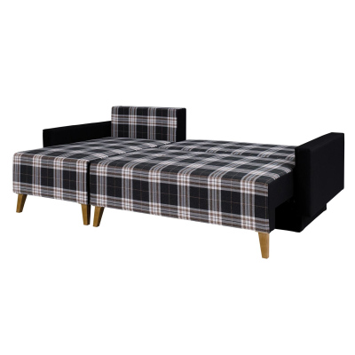 Gepolstertes Polster-Schlafsofa mit Stauraum MURIEL - grau/schwarz