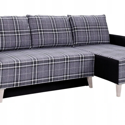 Gepolstertes Polster-Schlafsofa mit Stauraum MURIEL - weiß/schwarz