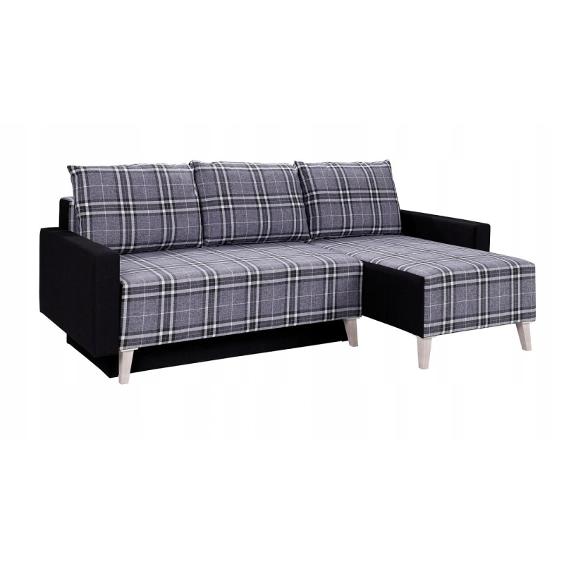 Gepolstertes Polster-Schlafsofa mit Stauraum MURIEL - weiß/schwarz
