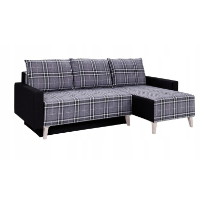 Gepolstertes Polster-Schlafsofa mit Stauraum MURIEL - weiß/schwarz