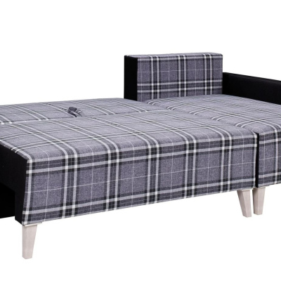 Gepolstertes Polster-Schlafsofa mit Stauraum MURIEL - weiß/schwarz