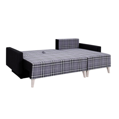 Gepolstertes Polster-Schlafsofa mit Stauraum MURIEL - weiß/schwarz