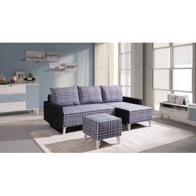 Gepolstertes Polster-Schlafsofa mit Stauraum MURIEL - weiß/schwarz
