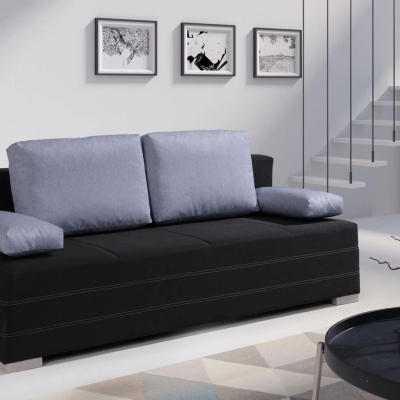 IGOR Schlafsofa mit Kissen und Stauraum – schwarz