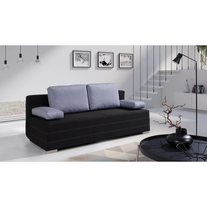 IGOR Schlafsofa mit Kissen und Stauraum – schwarz