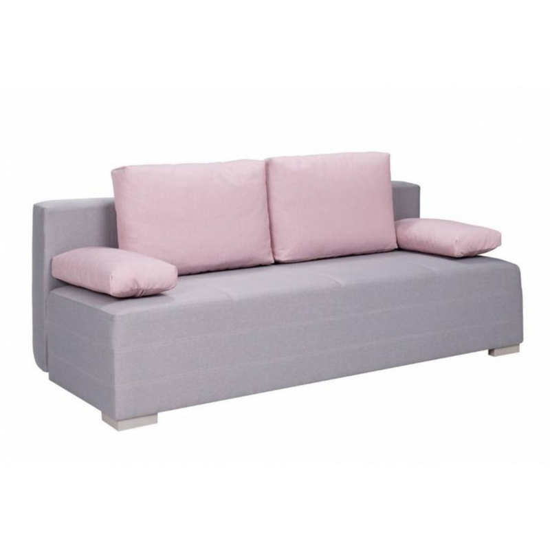IGOR Schlafsofa mit Stauraum und Kissen - graue / rosa Kissen