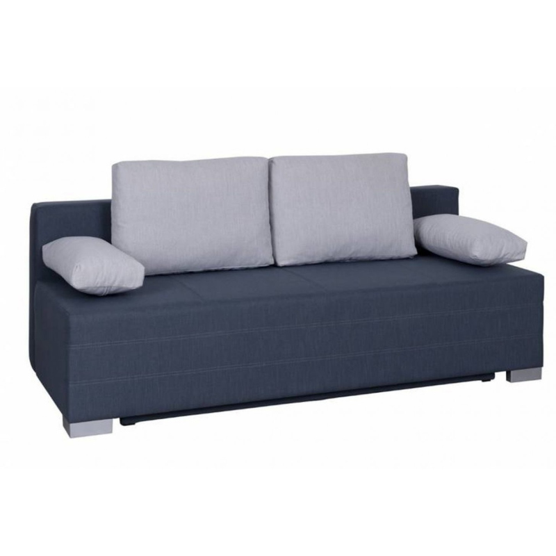 IGOR Schlafsofa mit Kissen und Stauraum - blau-graue / graue Kissen