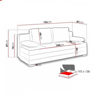 IGOR Schlafsofa mit Kissen und Stauraum – beige