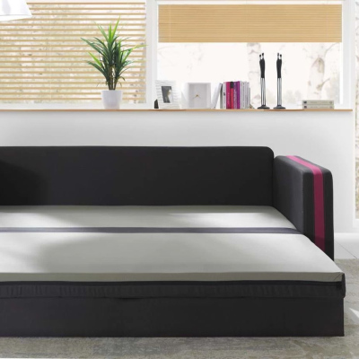 Schlafsofa mit Kissen EWALD - grau/rosa