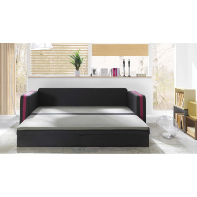 Schlafsofa mit Kissen EWALD - grau/rosa
