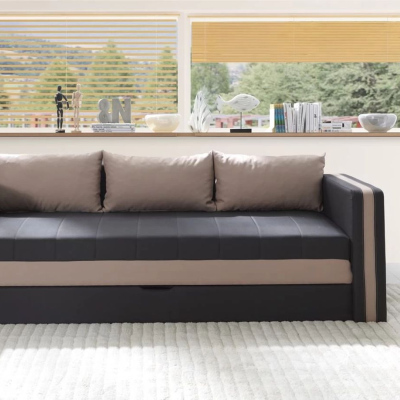 Schlafsofa mit Kissen EWALD - grau/braun