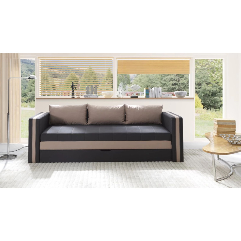 Schlafsofa mit Kissen EWALD - grau/braun