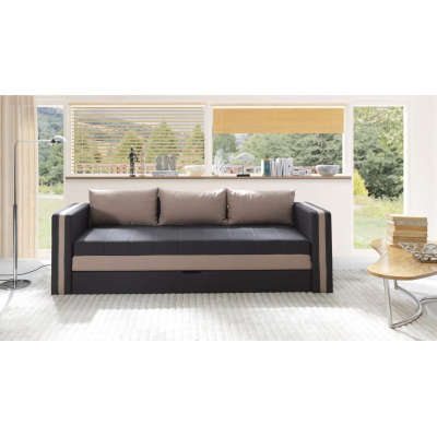 Schlafsofa mit Kissen EWALD - grau/braun