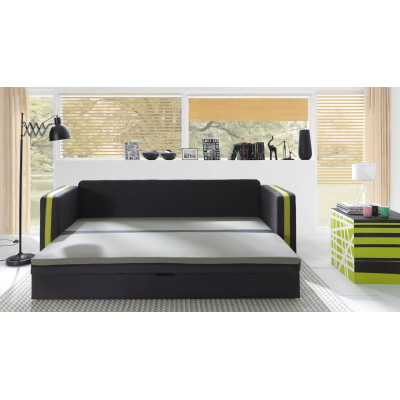 Schlafsofa mit Kissen EWALD - grau/grün