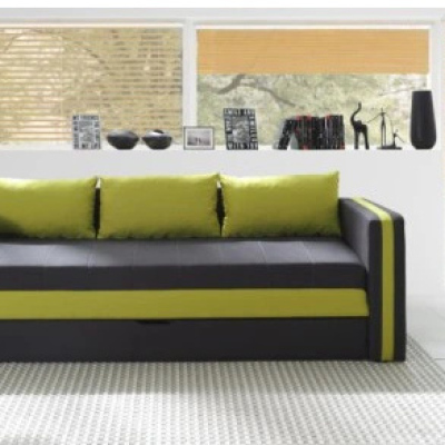 Schlafsofa mit Kissen EWALD - grau/grün