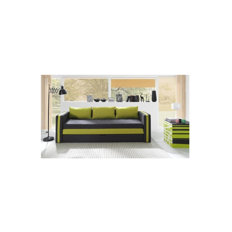 Schlafsofa mit Kissen EWALD - grau/grün