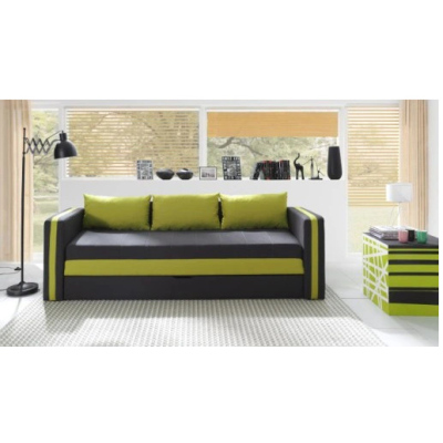 Schlafsofa mit Kissen EWALD - grau/grün