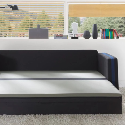 Schlafsofa mit Kissen EWALD - grau/blau