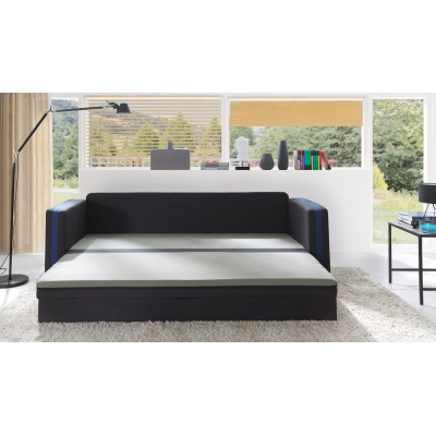 Schlafsofa mit Kissen EWALD - grau/blau